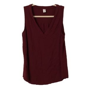 Maroon Sleeveless V-Neck Tank Top